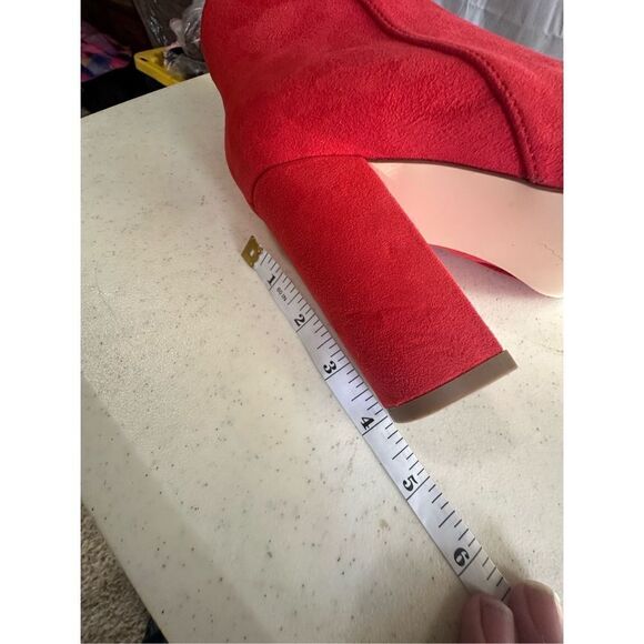 JUSTFAB Women's Rosamund Block Heeled Bootie Ankle Boots Red Size 9 - Picture 5 of 8